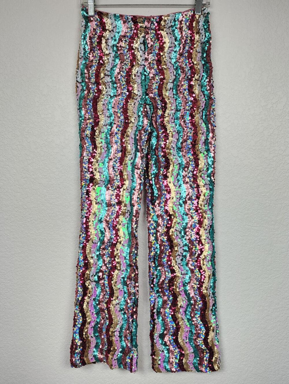 Free People Retro Rainbow Sequin Size 2 Pants